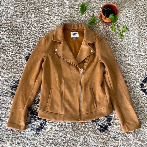 Old Navy Jackets & Blazers - Old Navy Faux Suede Moto Jacket, Camel